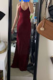 I was worried this dress was going to be too long and would have to get it hemmed, but it's absolutely perfect with a 3-inch heel and has the exact floor length I wanted without tripping over it. Does fit a little loose and the only complaint I really have is the neckline, it's deeper than I thought and also has some stitches on the side that look a little weird, but I don't think anyone's going to notice, just need to find the perfect bra and I'll be all set. The color is also really nice! Definitely, something I'll have in my closet for a while. - Emma A.