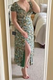 The elastic part on the arm holes is way too tight and uncomfortable. I tried two different sizes and they were the same. The back cutouts are a bit unflattering, seems to highlight any back/side fat. I wish the fabric went straight down from the bottom string part. The length and front of the dress are nice, so I debated keeping it, but the sleeves were just too uncomfortable for me. - Kayla D.