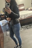 Very cute and stylish! I love the look. Can wear with jeans or leggings. I am usually a small in most things, but I ordered a medium based on other reviews. It does run small. It's a bit tight in the arms, and I can't zip it. So I would definitely order a size or two up. - Johnna A.