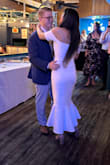 Obsessed! Such a simple and elegant design. It fits perfectly and hugs all your curves. I bought this dress for my rehearsal dinner and can't wait to wear it again on my honeymoon. This dress makes you feel like the Bride! Super easy to dance and move around in. The material is little heavy yet stretchy, so I was warm even though it's strapless which wasn't really a bad thing bc it was a chillier night. (Side note: I had to cut the little silk straps for hanging the dress because they kept poking out but that can happen with any dress.) 10/10 recommend. - Jennifer M.