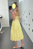 This dress is so cute. Has an adjustable back, straps, and hidden pockets! A little tight on the rib cage which made it slightly difficult to zip up. Very form-fitting and great for small to medium bust sizes. Will need to be ironed. - Nathan J.
