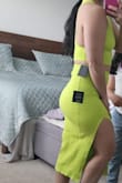I normally order Large things from Lulu, but this actually runs true to size and the Medium fit the best. I have big thighs and glutes, and the fabric has really good stretch without being transparent. Color is vibrant too. I bought it in the bright green. - Ariana R.