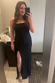 Beautiful dress! got lots of compliments. Wore to a "black tie optional" wedding, and it was perfect! Slit not too high for my height (5'8). Bust was a little big for my bra size but made it work by wearing a strapless bra as opposed to stickies. Wearing Spanx to smooth my stomach area but otherwise a great fit and definitely worth the price! Zipper was a little difficult to use especially if you are doing it alone! - Lauren L.
