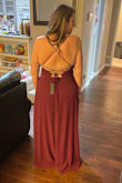 Love the dress, very flattering. Chest area is supportive (was worried because unable to wear bra with the open back). - Melanie G.