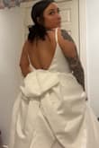 This is absolutely my dress wedding dress. Thick good quality. I'm so so so happy! Photos attached are when I got it home. I do need to get it tailored a bit to fit my bust. But other than that I'm SO happy! An amazing quality dress for the price. - Kristen N.
