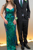 I bought this dress for prom and it worked out okay... I was expecting the dress to reflect green, but it actually also reflects blue so I felt like I was giving a lot of mermaid vibes. ALSO, Be careful with the straps since one of them snapped when I tried the dress on for the first time. I didn't have time to return it since the dance was nearing so I was able to sew the strap back on, but I'm not satisfied with the dress quality and definitely will not be ordering from Lulus again. The dress also kept losing sequins and irritated my arms with how scratchy it felt. - Irene H.