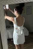 It's such a cute dress, very classy and flattering! It fit me really well in the waist and had a lot of room on the bottom. A little loose on the top but I also don't have much to give lol. I wore a different dress for my grad but this would be perfect for a bridal event honestly. - Maddy B.