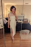 Material is good quality and stretchy. Xs is bit tight but fits well, didnt want to risk S running big but would probably fit well also. Looks sexy but elegant. - Katarina O.