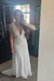 This dress is very simple but beautiful, the lace is perfect for a summer wedding, but the size is a little big, I tried small ( I'm usually S ) and the chest area was huge, I changed it for an xs it was tight but it looks better.
I plan to lose weight. I'm still struggling with the chest, I was thinking maybe some sticky inserts would help but maybe it's not the dress for my body type. - Estefany L.