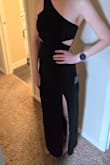 This dress fit beautifully and runs true to size! I am tall, so short girls may have a little excess length at the bottom. This is very flattering. It fits like a glove, but it's a medium thickness so hides any imperfections. - Sarah G.