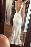 I decided with this dress for my civil ceremony. It's simple yet the quality is wedding dress worthy. It fits perfectly. I'm wearing 2" heels and I'll still need to hem it 2" and I'm getting the straps shortened by 1.5-2". If I really had to though I could've made it work with no alterations. It's super comfortable and I think will be dressed up just enough with a veil and jewelry! Not see through at all and enough support in the bust that I won't be wearing anything underneath. Another great find from Lulus. - Katelyn H.