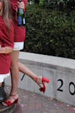 I wore these for my grad pics; they were actually super comfortable! True to size - Sophia B.