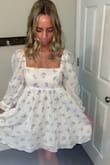 I wore this dress while ushering for an Easter service and I received SO many compliments. This dress is perfect. You won't regret buying it. There's a lining under the dress so it's not see thru! I was even wearing a pink bra and you couldn't see it. Just the cutest dress! - Amanda R.