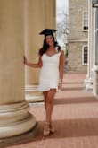 I love this dress!! Got it for my graduation. It's the perfect length and I love the one shoulder! Fits true to size. - Natalie F.