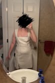 I love the dress but I wish I ordered an XS. It's baggy in the upper ab area and the straps are too loose. I wish it fit a little more snug around my thighs but the bottom part doesn't bother me as much as the top. - Brooke H.