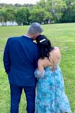 I got this dress for a garden wedding. The dress was perfect for the venue. Beautiful colors; it's a little bit puffy than the pictures. I had to tailor it a little bit on the sides, and it turned out perfect! The back is beautiful. - Barbara R.
