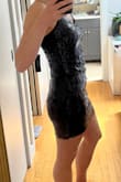 This dress is pretty and comfy. Easy to put on. I like the sequin pattern. - Veronica B.