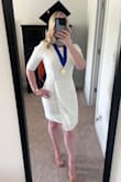 I needed a graduation dress that covered my arms and held at the waist but had good stretch and breathability, and this baby is it!! I have a very athletic build with 13" biceps, so anything with sleeves makes me hesitant as I am prone to ripping them, but again the stretch is just too perfect and comfortable!! I highly recommend this dress! - Caitlin M.