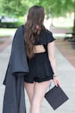 This romper is adorable! It is a little tricky to put on at first. It is true to size for the most part. As a taller girl (5'9), I wish I would have gotten a large just so the length would have been just a bit more under my butt. But I am just wearing some black spandex underneath for when I have to bend over for any reason, and it is barely noticeable! - Audra P.