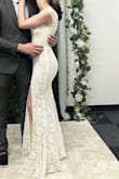 Bought this kind of last minute for a courthouse wedding. I love the neckline and the simple silhouette. I did need to take it into a tailor to bring it in a bit in the waist and add a slit. 

The dress was a bit difficult to walk in without a slit, so that helped a lot. 

I'm giving this 4 star instead of 5 purely bc the zipper had a lot of difficulty opening and closing. Like it would get caught on the seam on the waist. Unfortunately, after the wedding, I had to grab a pair of scissors to cut myself out of the dress (just the zipper, didn't touch the fabric!) - Bailey M.