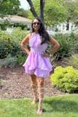 The dress arrived just as pictured online! I used the fit helper because I'm either an XS or a S. Based on the online quiz, I ordered the small and the fit was perfect! Super cute, comfortable dress. Lots of fun in the dance floor and received compliments from guests and vendors. Will shop this site again! - Shelley V.