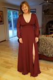 I ordered this as a possible bridesmaid dress and am keeping it, even though we're going in a different direction for the wedding. I love the low-cut front and back, paired with the sheer sleeves! - Rose H.