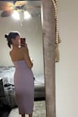 Back is a little crunched from the zipper but not a big deal. Small fits good, wearing a strapless bra to give the girls some shape and keep the top more snug. Need help to zip up. 

spring wedding guest - Kendra G.