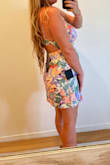 I got this dress for my brother and SIL beach wedding in Hawaii. I was 3 weeks postpartum at the time so it was hard to find a flattering dress. A little bright for my usual color but so cute - Sage B.