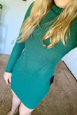 The material of this dress is so soft, and it is very easy to wear. This dress succeeds with its ability to hug your curves without leaving you looking unflattering. My husband loves this dress, it is his favorite! Most turtlenecks can be annoying and bothersome, but I had no issues with this turtleneck! Very comfortable. - Emma P.