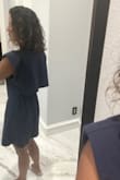 I love this dress! The shoulder pads are just enough to dress it up (if you want to), but they're not too much! It fits true to size and I love the crop feeling in the back. - Elena W.