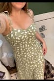 I love the color of this dress and the fit is perfect for my figure. Makes me look like I have hips with the somewhat a-line skirt and I LOVE a slit. Can't wait to dress it up a little this summer for a wedding. I was hovering between selecting "a little small" and "true to size". This fits a little snug but I want it that way and it's by no means uncomfortably snug :) - Kaitlin K.