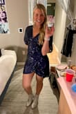 This dress was fun and comfortable to wear out for a night in the city celebrating my Birthday. It stayed put while dancing and the perfect amount of glam. I did put a safety pin at the bottom on the slit dress part so it wouldn't open too high which worked great. - Sarah L.