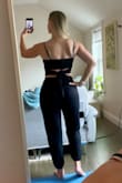 I was in quite a debate to go with small or medium, as I'm typically a small top and a medium bottom, but I went with the small and happy I did! The bottom still fits well with the baggy style leaving room for my hips and booty. This is so comfortable and soft. Can't wait to wear it on any summer night. Very happy with this. And pockets! - Sarah L.