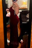 I love the material of the dress and the way it flared out at the bottom really helped when dancing. I just fit into the medium, but I feel that the large would have been slightly too big. However, one size up would have given more of a relaxed look. The zipper quality could be a bit better, but overall I am very happy with my purchase. - Christiane D.