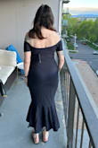 I listened to the reviews and went down a size, to a Large. At Lulu's, i always order a XL. The reviews are right, the thickness and stretch to this dress holds you in. There's no zipper, so it is a thick fabric doing the work. I think if you're more hourglass, it's really flattering. I felt self-conscious about my tummy in it, even if I wore shapewear. - Brittany R.