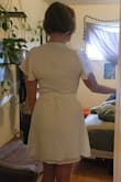 I'm getting married in September, it's going to be a very casual wedding, and this is exactly what I was looking for. It's a true wrap dress (as opposed to a lot of faux wrap dresses I tried on) so I feel like it's great for all body types since it can be tightened or loosened. The large was perfect for me and their size chart was spot on. The sleeves are my favorite part, so cute. The sheer outer layer is adorable but the lining inside keeps it from being see through. Highly recommend! - Quincee P.
