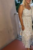 Very flattering with the tiers. I got a large but a medium may have fit. The color is beautiful (I got the pale blue). Got a lot of compliments. Perfect length. - Ashley E.
