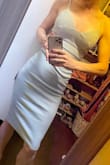 I love this dress! I am not sure what I'm going to wear it to yet but it's my new favorite. Fits like a glove and I love the stretchiness of the fabric. Not sure if I can update photos later, but I will once I wear it out somewhere if I can. - Hannah A.