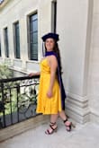 I love this dress, I bought it for graduation. I am on the shorter side so I had to have it hemmed in order not to trip while walking on stage, but otherwise it fit perfectly. The length was my only issue. The bow had to be retied on several occasions, but it looked beautiful. - Kathryn S.