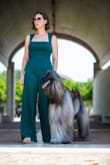 This jumpsuit couldn't be more comfortable and flattering! Nonstop compliments. I bought it because it looked great on all body types and it did not disappoint. Absolutely perfect for graduations, weddings, and this downtown photoshoot with @enzotheafghan! - Erin K.