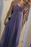 Gorgeous color and fit. Love the length length ( I am tall) and flowing tulle. A bit tighter in the chest, so I recommend petals! Can't wait to wear this. - Page D.