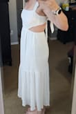 I bought this to wear at the beach.  I did like the feminine straps however it didn't flatter my body.  Felt like the skirt just hung there with no shape.  I wanted to love it but unfortunately it was a no go for me.
I bought a Medium, true to size. - Christina M.