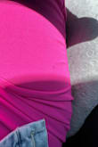 Fits like a glove, very flattering. The fabric is not the best, snagged threads during my 1st wear. I got it in pink and black, both of them snagged all over during my 1st wear, how disappointing! - Ana M.