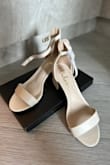 I usually wear 25CM, size 40 of my Nike and Adidas running shoes. For Adidas Samba, I am wearing size FR 40, 25 cm too. However, for this Harper Off White Ankle Strap Heels, the size chart suggest I buy 8.5. but actually this is a bit large for me. I think I should buy size 8 instead of 8.5. - Charisse L.