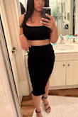 This dress is so sexy. It is stretchy, and it hugs in all the right places. I like that I can use both pieces separately with other tops or bottoms. I took it out for a night of dancing and received several compliments. Get this outfit for a fun and sexy night out! - Natalie F.
