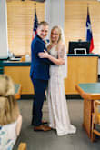This dress is wonderful! It will always hold a special place in my heart since its the one I got married in, but it truly is a lovely dress. My husband and I decided to elope in our hometown of Austin, TX in the early summer, and so I wanted a dress that looked serious enough without being too serious, feminine enough without being overly girly, enough fabric to cover me but good in the sweltering heat, sexy without trying too hard, and above all comfortable and flattering. This dress was perfect! I felt so special and beautiful in it all day! It clung to my body without highlighting any problem areas and flowed down perfectly. The slit was definitely a sexy touch, and the body suit under felt like a comfortable second skin. I ended up sewing a short nude-colored slip skirt under since I felt a little bit weird going to the courthouse in what felt like underwear - because the skirt is see-through besides the undergarment. Overall, I am so happy with this dress. Highly recommend! - Amy L.