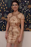 I had a cocktail party where we met with auction winners after a gala/auction benefiting breast cancer services. I don't wear pink that often, but felt I needed something on theme. This rose gold dress was the perfect option. The darker lines complimented my skin better than a plain pink option. There were just enough sequins and lace to make it just the right feel for the event - not too much, not too little! I'm also not a big fan of super short cocktail dresses and this was a great length for me! - Kimberly M.