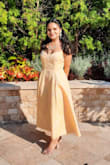 The dress Is very very pretty and elegant.  I bought the dress for my younger sister prom night. The dress made her pop on her prom night and all her friends commented on her dress. The size is very true and fits perfectly. 
1000% recommended - Trisha P.