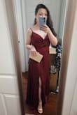 Wore this for a formal wedding, it hit in all the right places and had a nice slimming effect. Had to get it hemmed and needed good dress tape to keep the blousy bit in place. - Kassandra S.