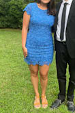 I loved this dress! I sized up to accommodate it being tight on my wide hips, and I had plenty of space for my chest. It was not ideal using tape, but I made it work. The back is decently low cut so even wearing high-rise tummy control underwear will be a bit tricky. - Angela H.